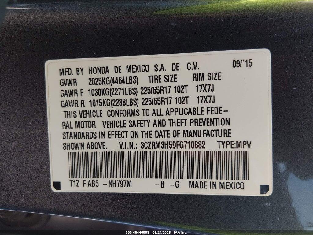 3CZRM3H59FG710882 2015 HONDA CR-V photo no. 9