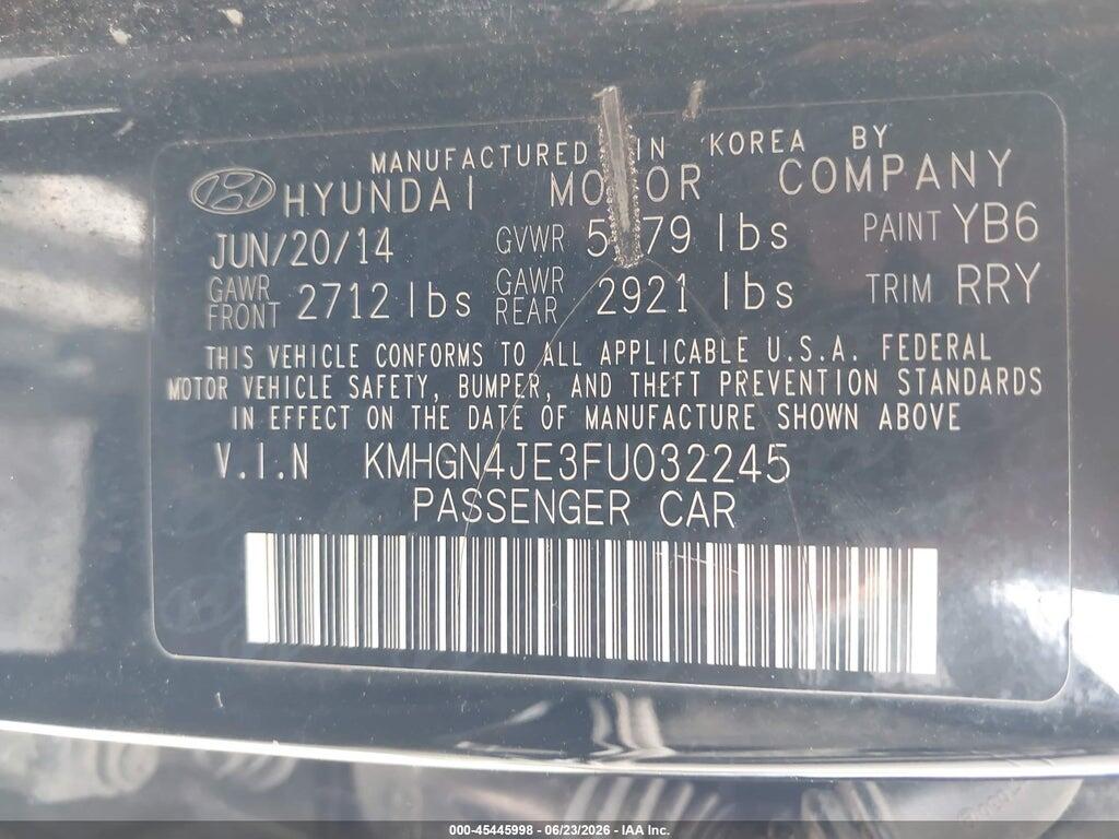 KMHGN4JE3FU032245 2015 HYUNDAI GENESIS photo no. 9