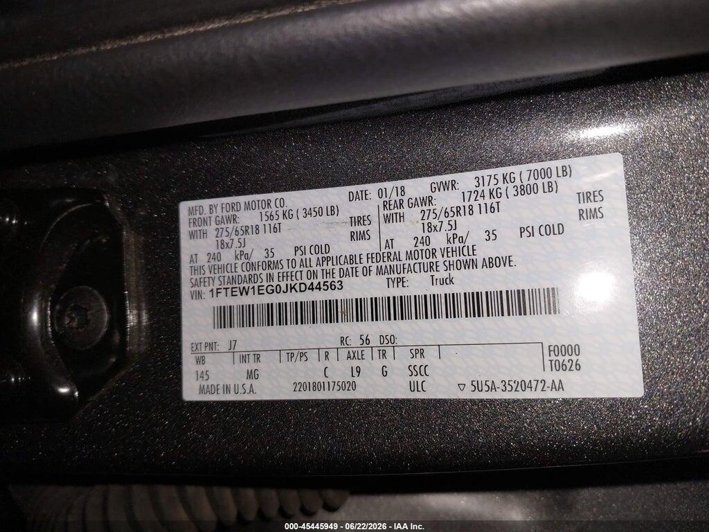 1FTEW1EG0JKD44563 2018 FORD F-150 photo no. 9