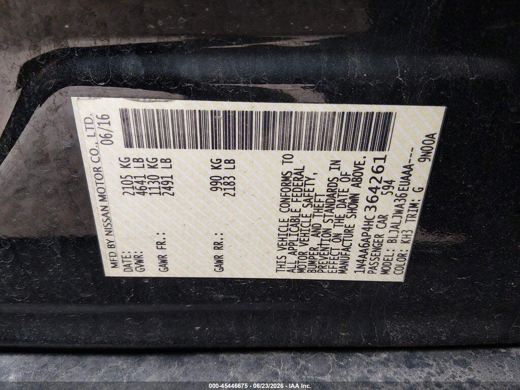 1N4AA6AP4HC364261 2017 NISSAN MAXIMA photo no. 9
