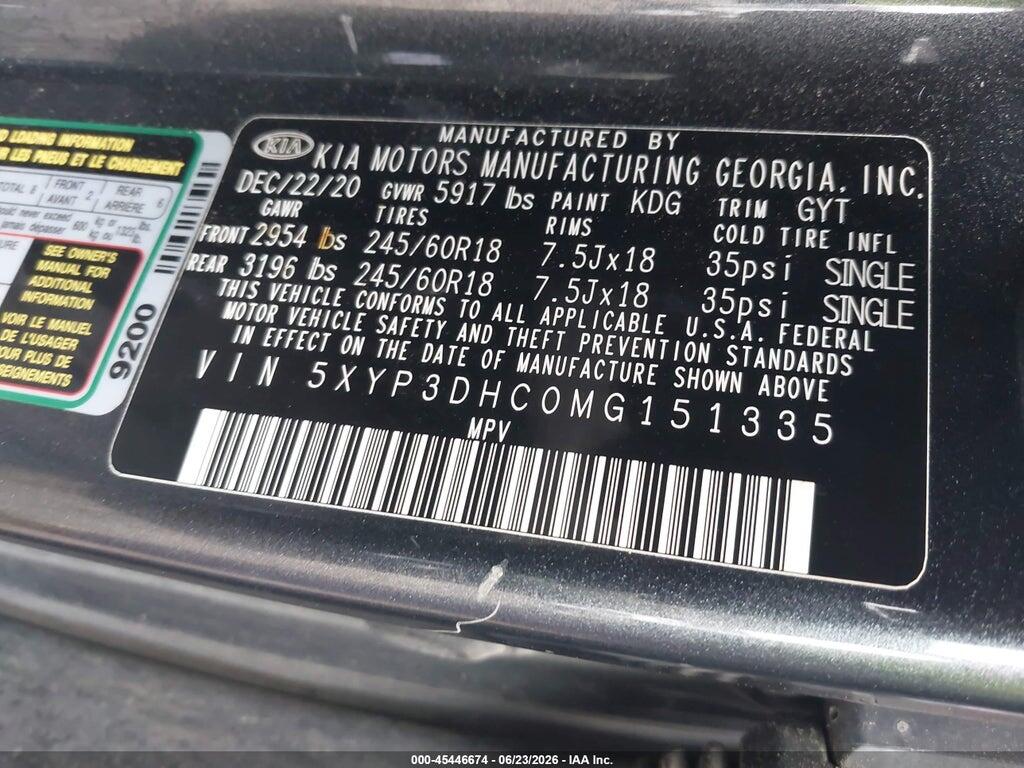 5XYP3DHC0MG151335 2021 KIA TELLURIDE photo no. 9