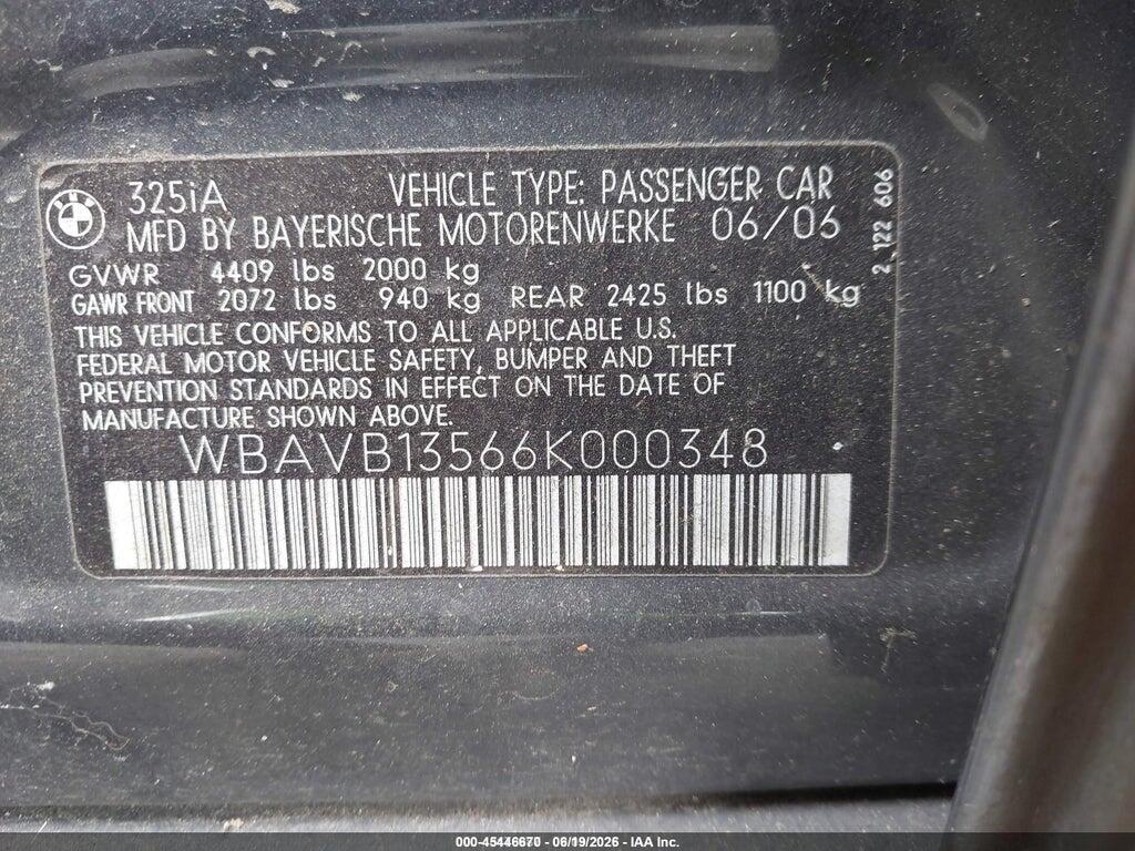WBAVB13566K000348 2006 BMW 325I photo no. 9