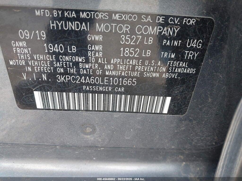 3KPC24A60LE101665 2020 HYUNDAI ACCENT photo no. 9