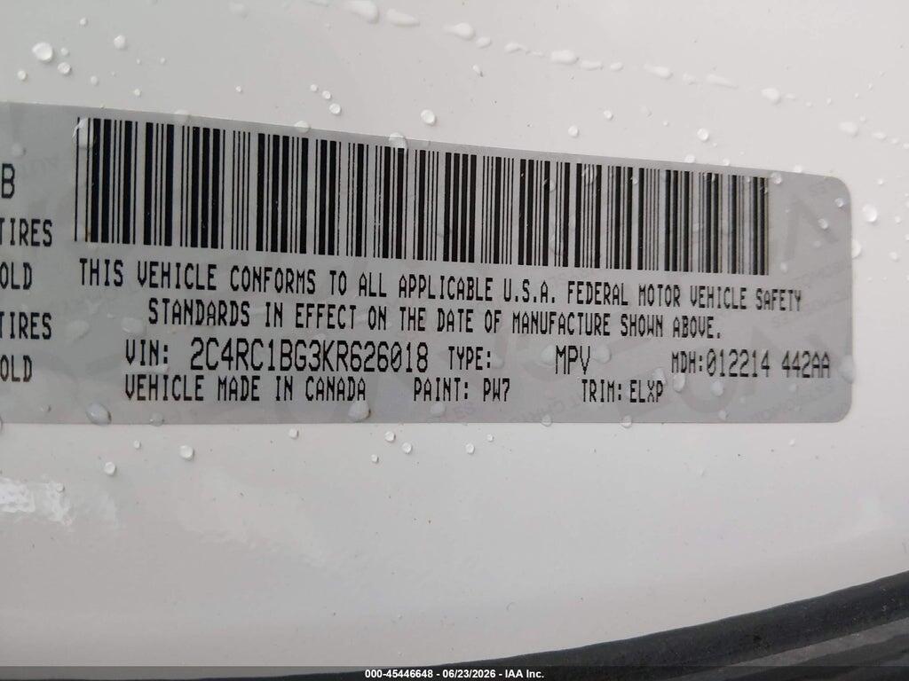 2C4RC1BG3KR626018 2019 CHRYSLER PACIFICA photo no. 9