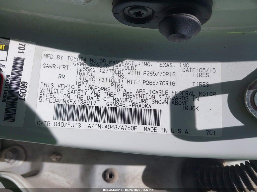 5TFLU4ENXFX138917 2015 TOYOTA TACOMA photo no. 9