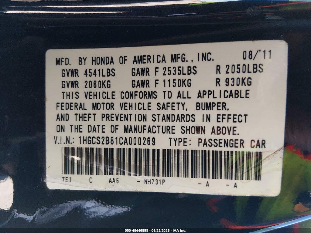 1HGCS2B81CA000269 2012 HONDA ACCORD photo no. 9