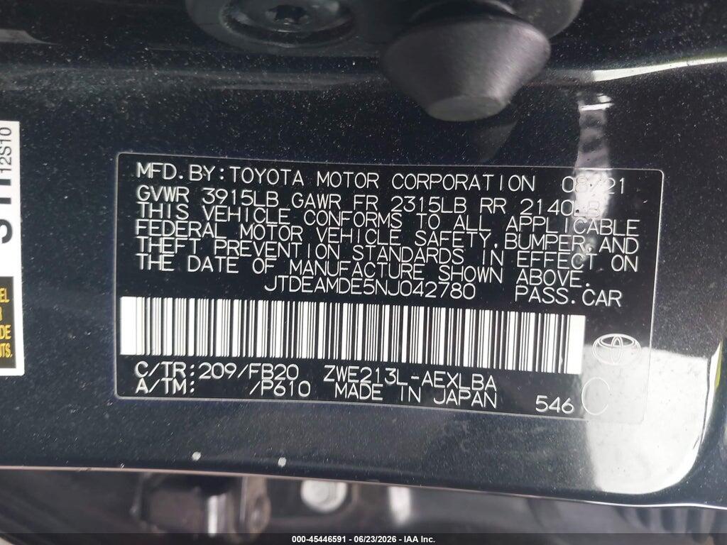 JTDEAMDE5NJ042780 2022 TOYOTA COROLLA photo no. 9