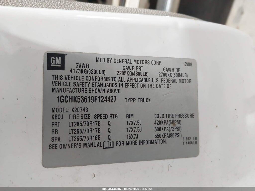 1GCHK53619F124427 2009 CHEVROLET SILVERADO 2500HD photo no. 9