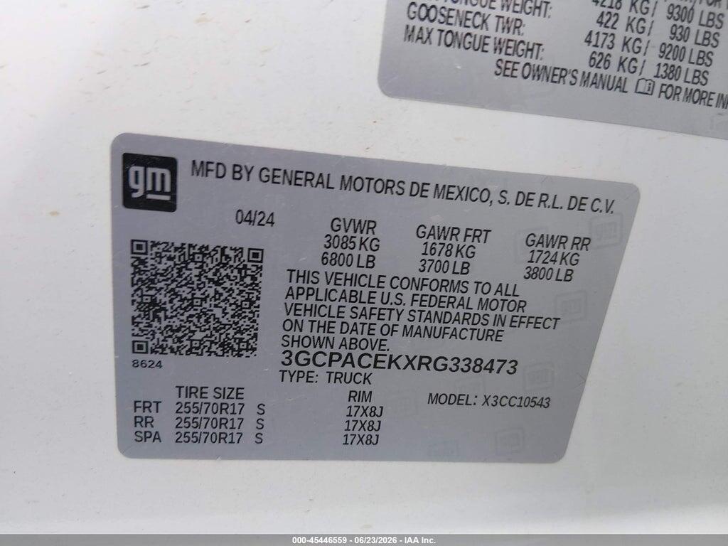 3GCPACEKXRG338473 2024 CHEVROLET SILVERADO 1500 photo no. 9