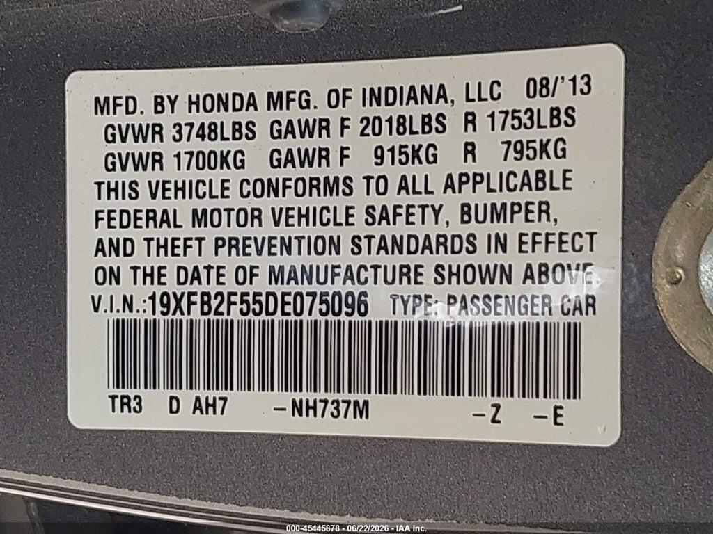 19XFB2F55DE075096 2013 HONDA CIVIC photo no. 9
