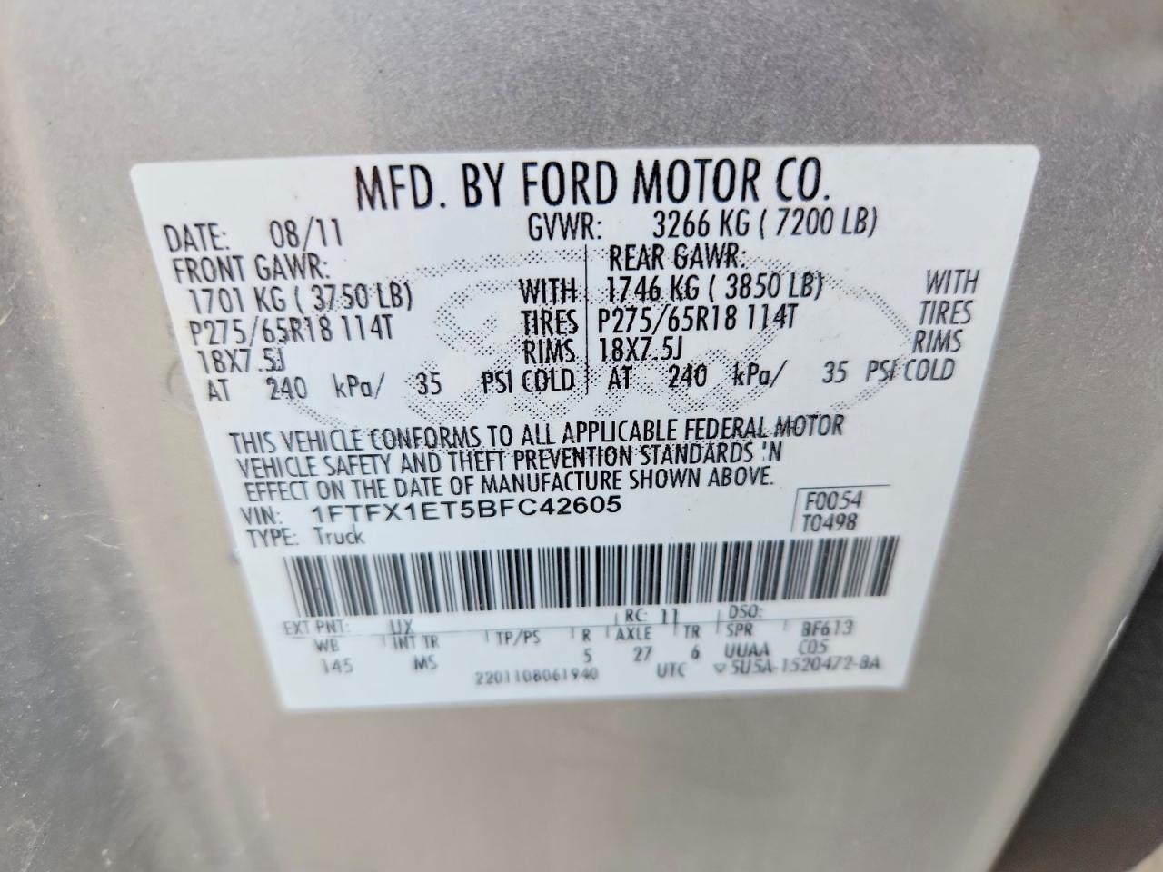 2011 FORD F150 SUPER CAB — Фото 12 из 12