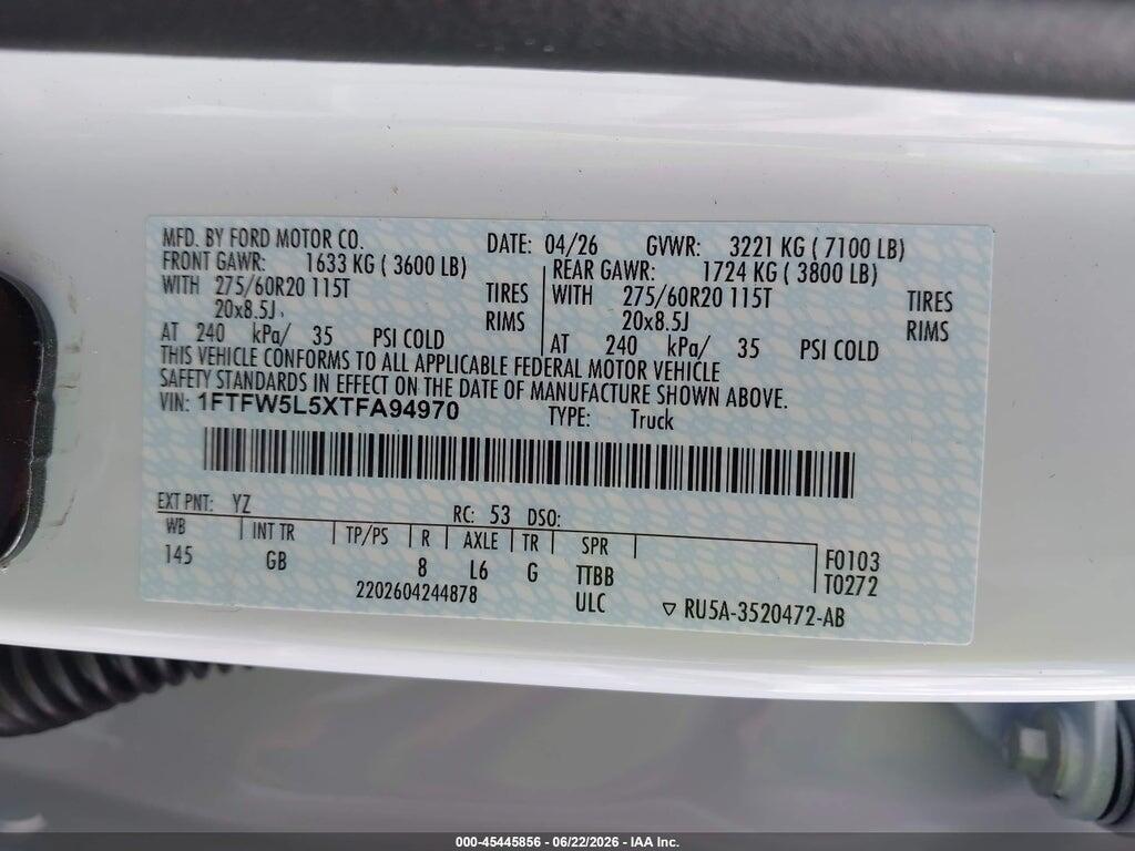 1FTFW5L5XTFA94970 2026 FORD F-150 photo no. 9