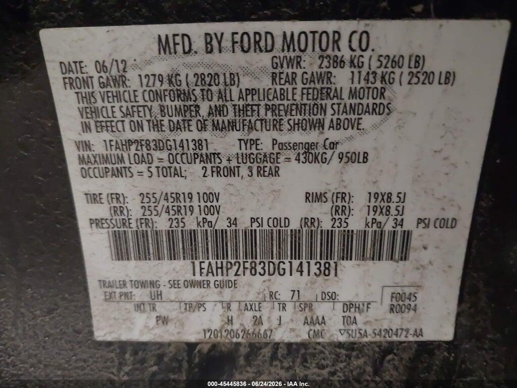 1FAHP2F83DG141381 2013 FORD TAURUS photo no. 9