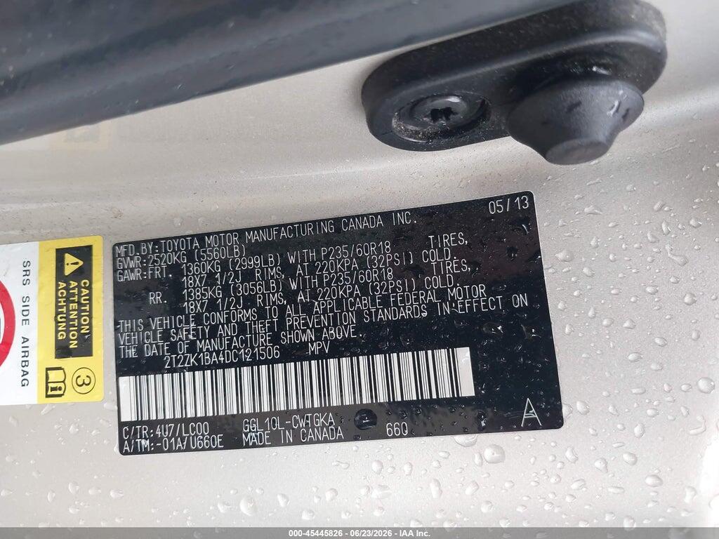 2T2ZK1BA4DC121506 2013 LEXUS RX 350 photo no. 9