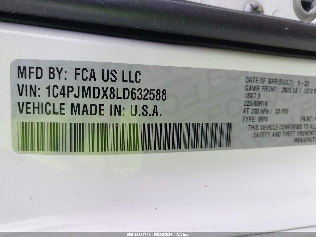 1C4PJMDX8LD632588 2020 JEEP CHEROKEE photo no. 9