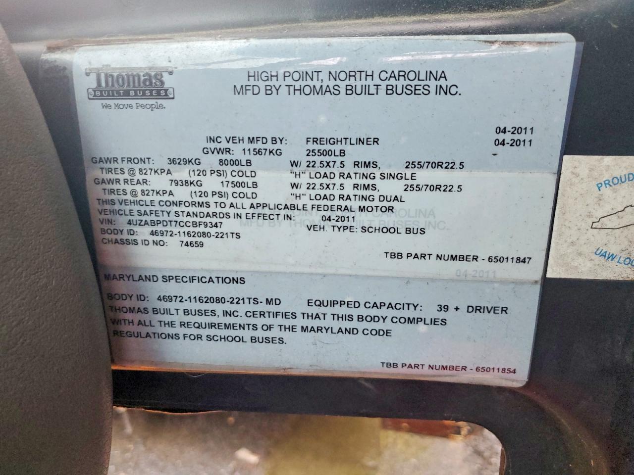 2012 FREIGHTLINER CHASSIS B2B — Фото 10 из 10