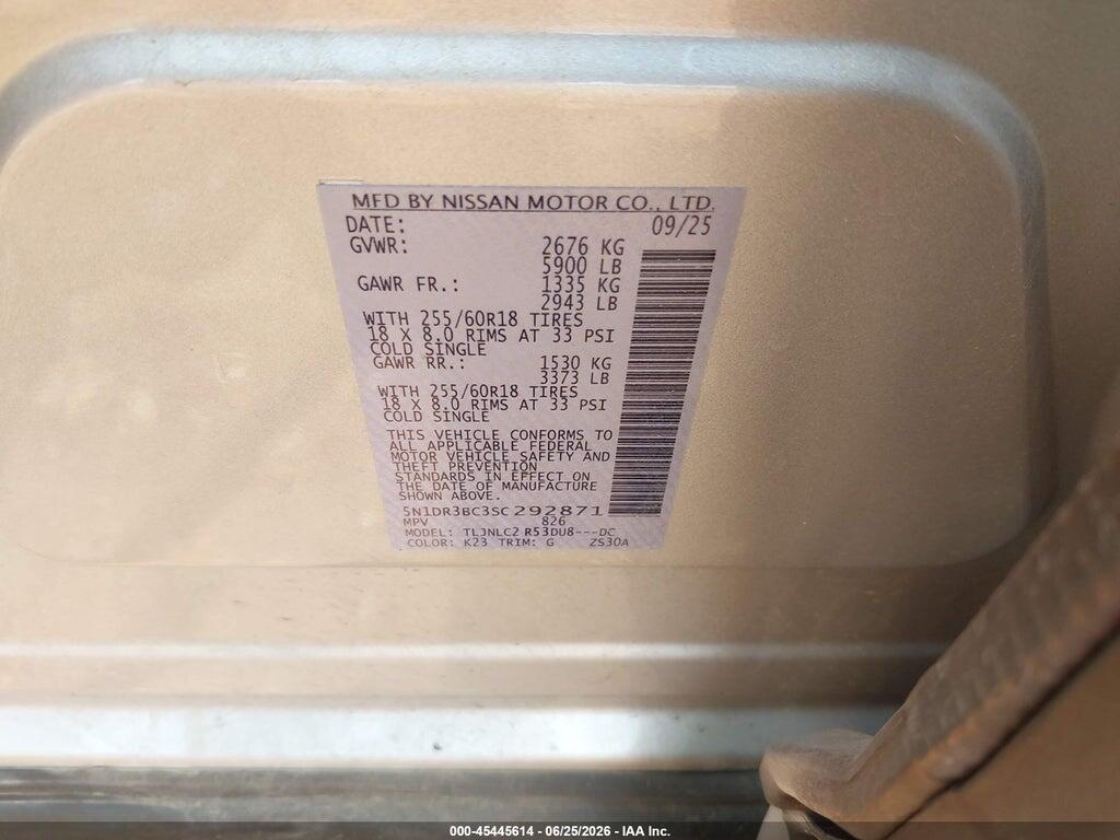5N1DR3BC3SC292871 2025 NISSAN PATHFINDER photo no. 9