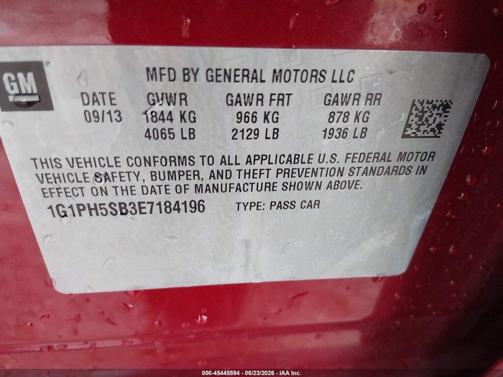 1G1PH5SB3E7184196 2014 CHEVROLET CRUZE photo no. 9