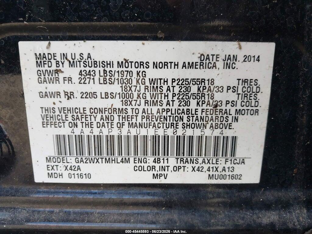 4A4AP3AU1EE021574 2014 MITSUBISHI OUTLANDER SPORT photo no. 9
