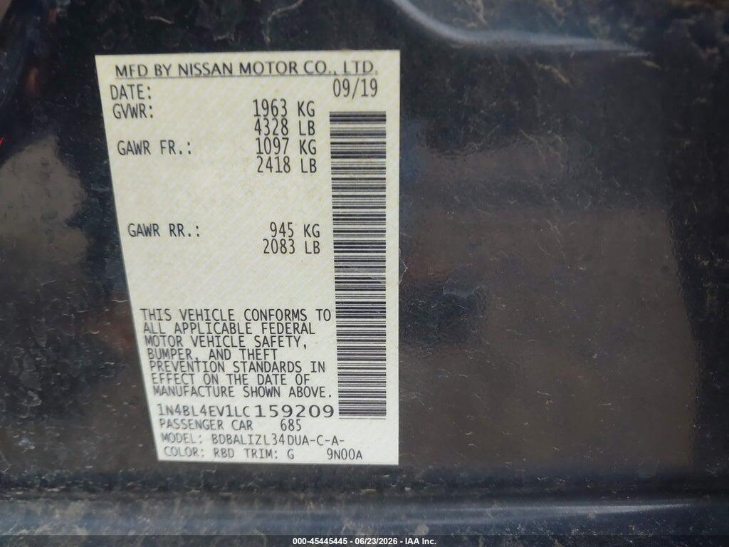 1N4BL4EV1LC159209 2020 NISSAN ALTIMA photo no. 9