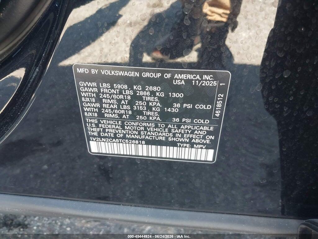 1V2LN2CA5TC526818 2026 VOLKSWAGEN ATLAS photo no. 9