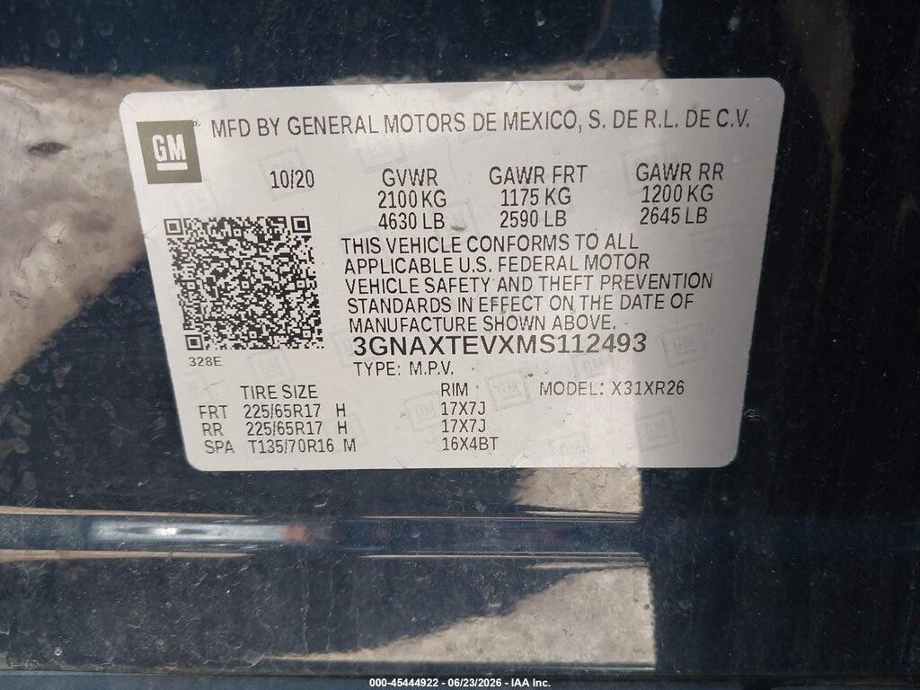 3GNAXTEVXMS112493 2021 CHEVROLET EQUINOX photo no. 9