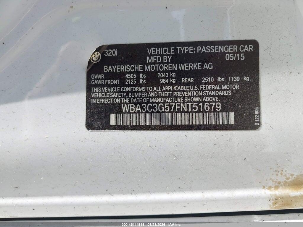 WBA3C3G57FNT51679 2015 BMW 320I photo no. 9