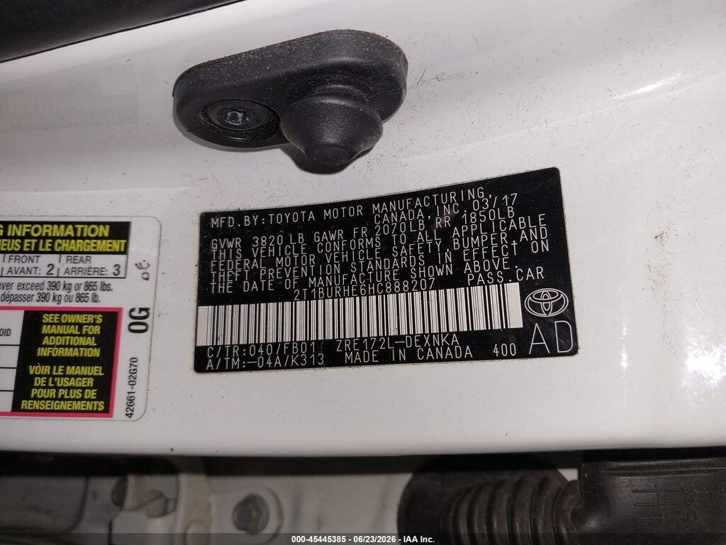 2T1BURHE6HC888207 2017 TOYOTA COROLLA photo no. 9