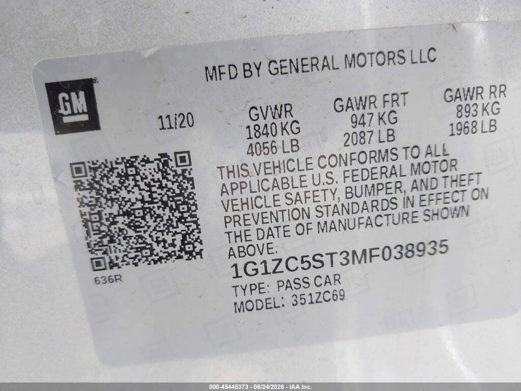 1G1ZC5ST3MF038935 2021 CHEVROLET MALIBU photo no. 9