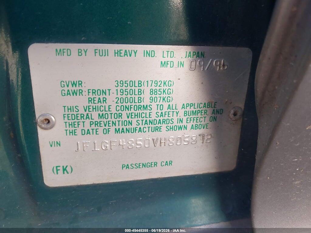 JF1GF4850VH805872 1997 SUBARU IMPREZA photo no. 9