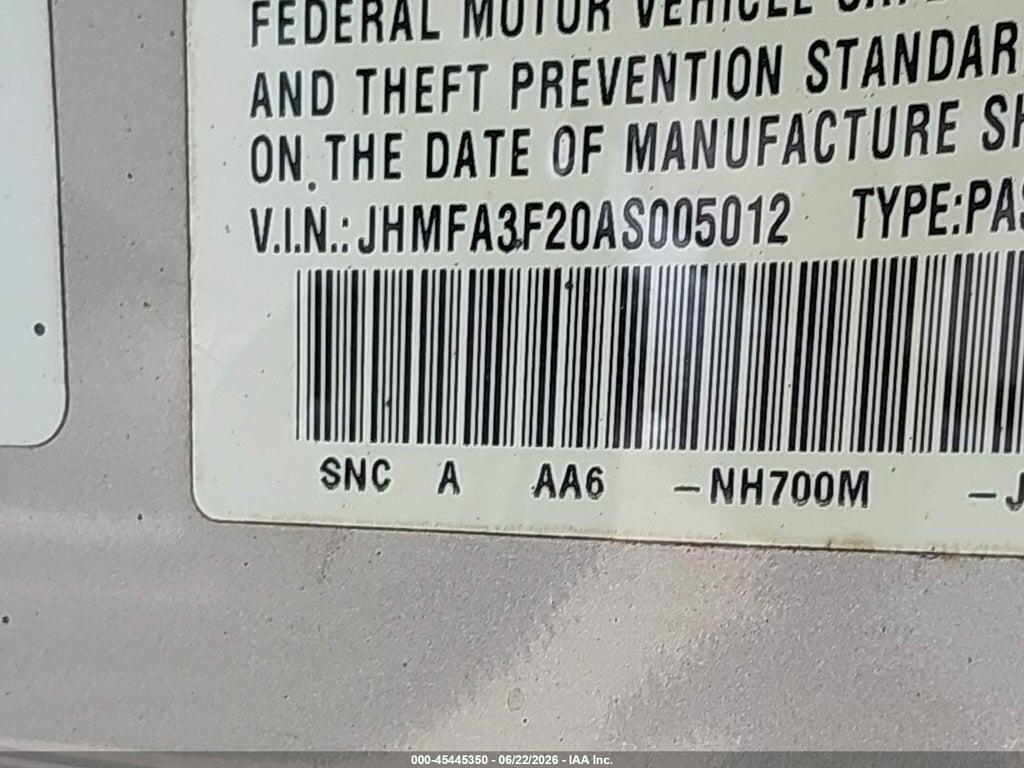 JHMFA3F20AS005012 2010 HONDA CIVIC HYBRID photo no. 9