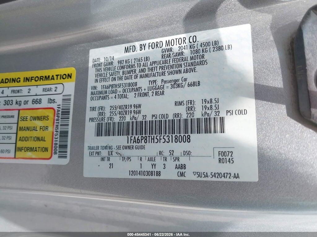 1FA6P8TH5F5318008 2015 FORD MUSTANG photo no. 9