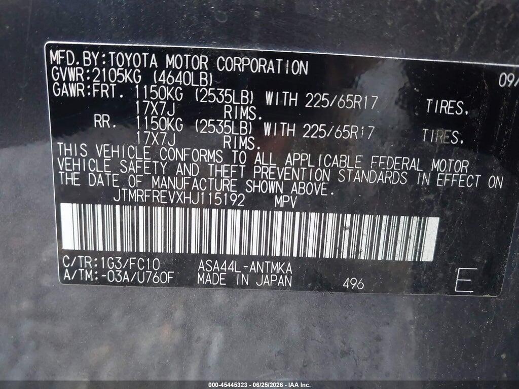 JTMRFREVXHJ115192 2017 TOYOTA RAV4 photo no. 9