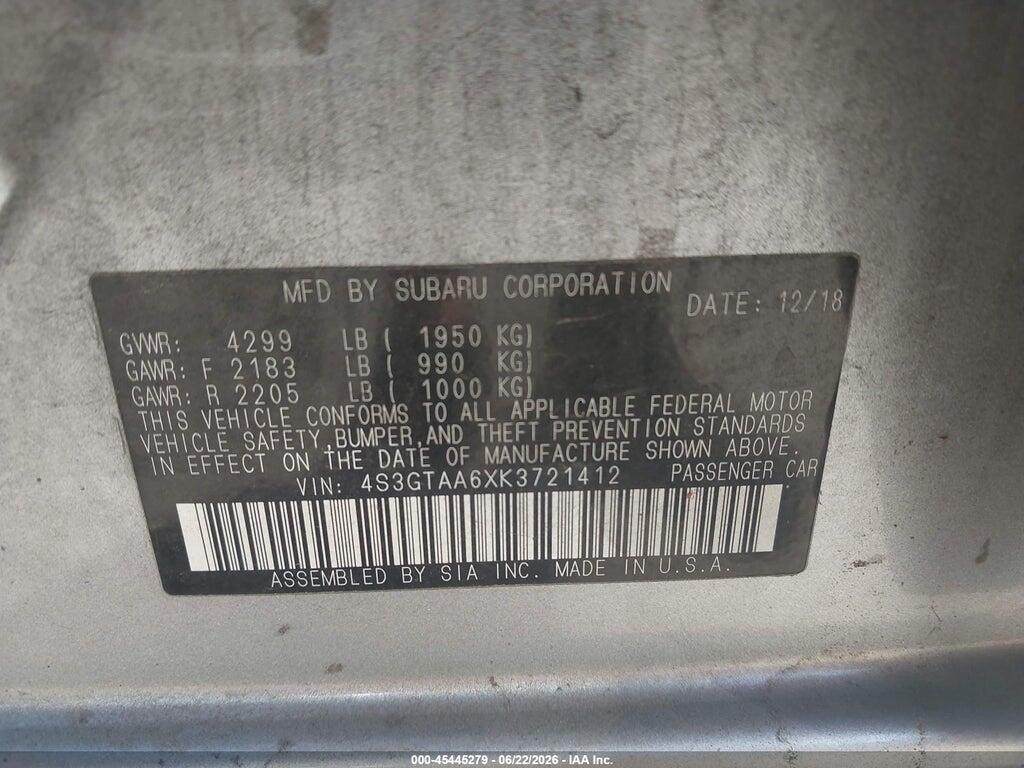 4S3GTAA6XK3721412 2019 SUBARU IMPREZA photo no. 9