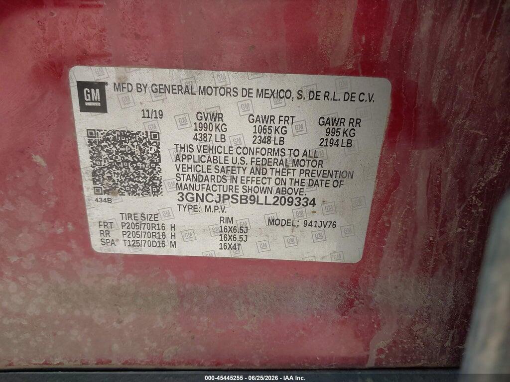3GNCJPSB9LL209334 2020 CHEVROLET TRAX photo no. 9