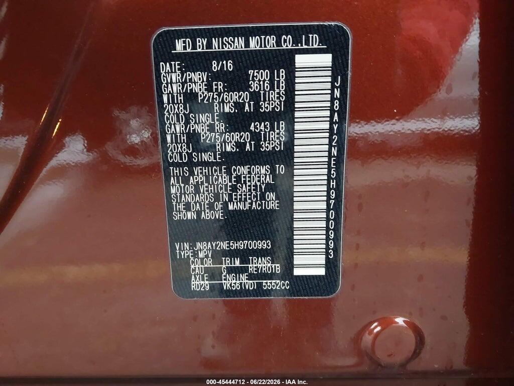 JN8AY2NE5H9700993 2017 NISSAN ARMADA photo no. 9
