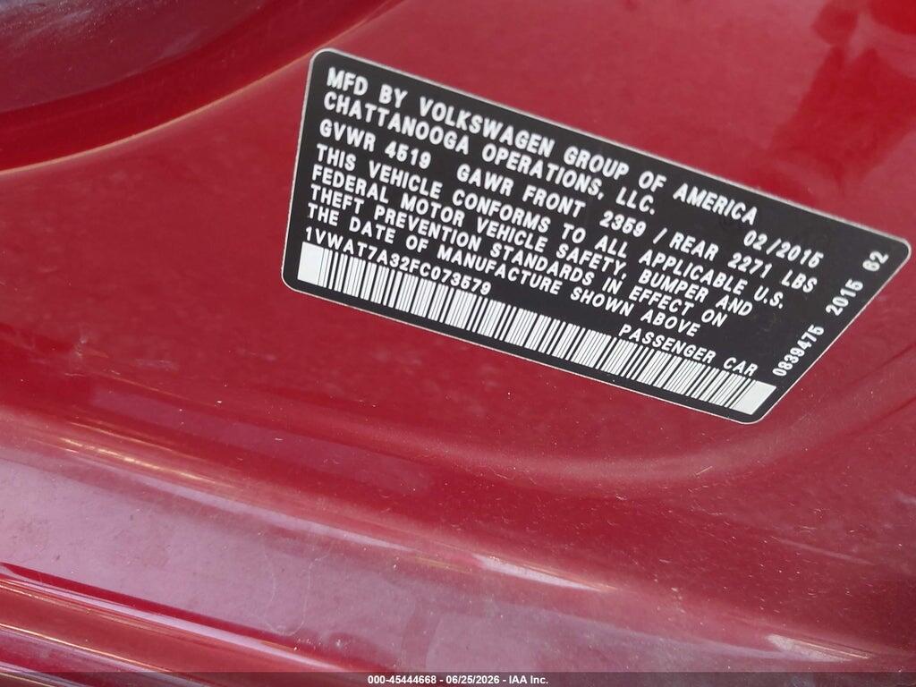 1VWAT7A32FC073579 2015 VOLKSWAGEN PASSAT photo no. 9