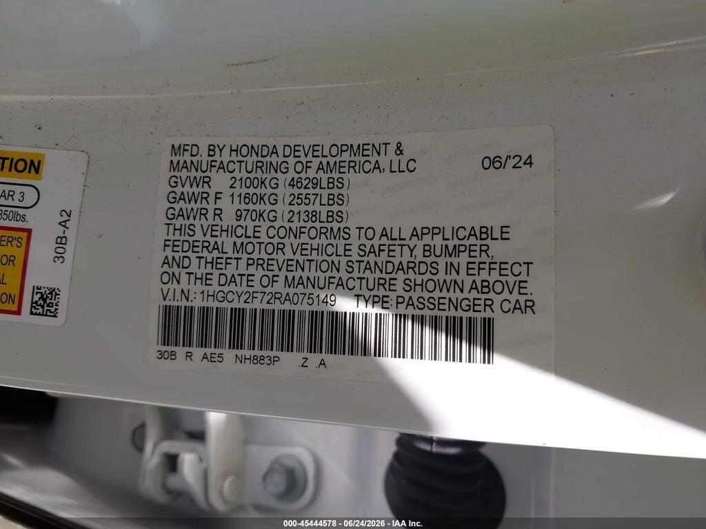 1HGCY2F72RA075149 2024 HONDA ACCORD HYBRID photo no. 9