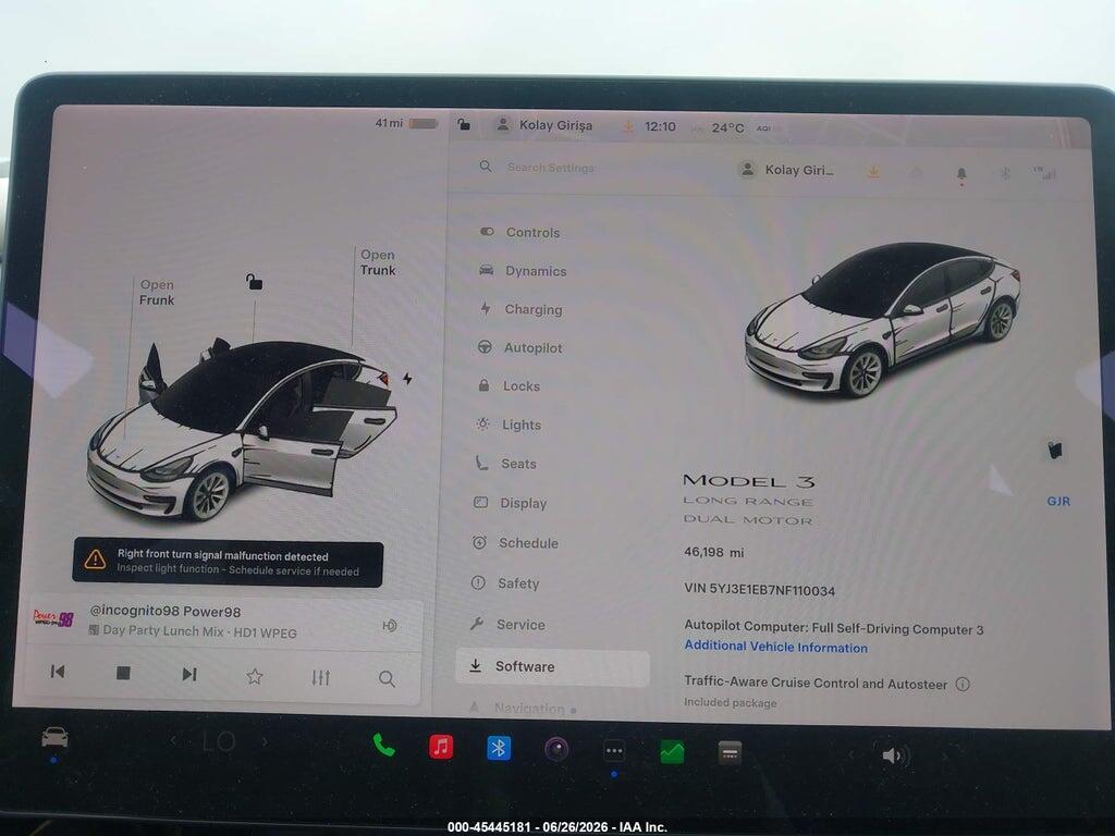 5YJ3E1EB7NF110034 2022 TESLA MODEL 3 photo no. 7