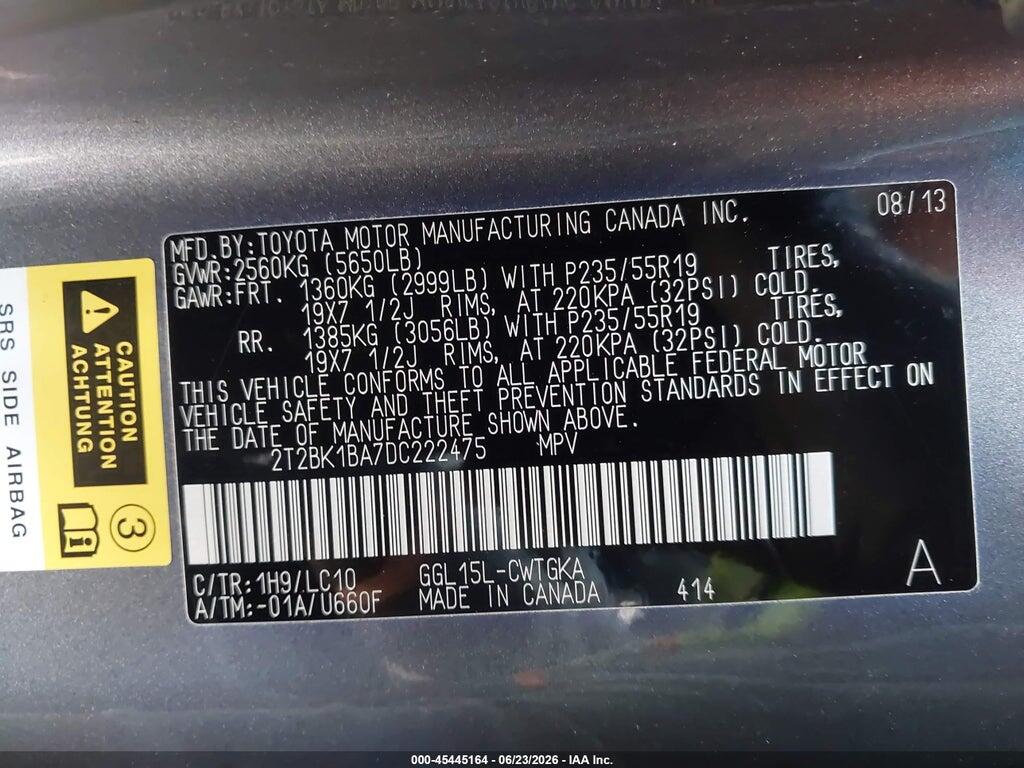 2T2BK1BA7DC222475 2013 LEXUS RX 350 photo no. 9