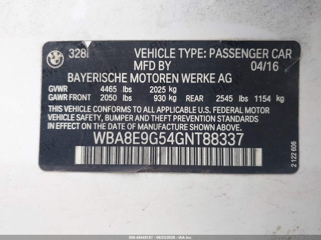 WBA8E9G54GNT88337 2016 BMW 328I photo no. 9