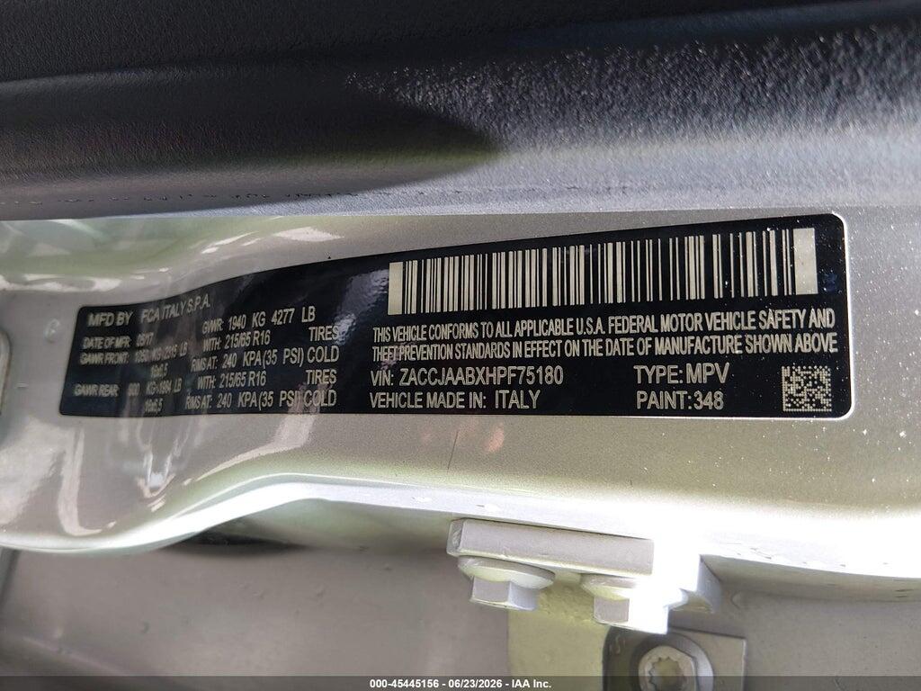 ZACCJAABXHPF75180 2017 JEEP RENEGADE photo no. 9