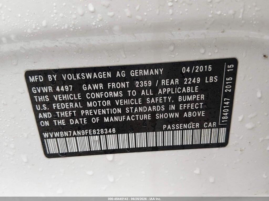 WVWBN7AN9FE828346 2015 VOLKSWAGEN CC photo no. 9