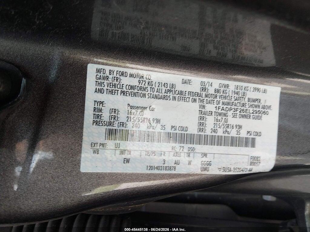 1FADP3F26EL295060 2014 FORD FOCUS photo no. 9