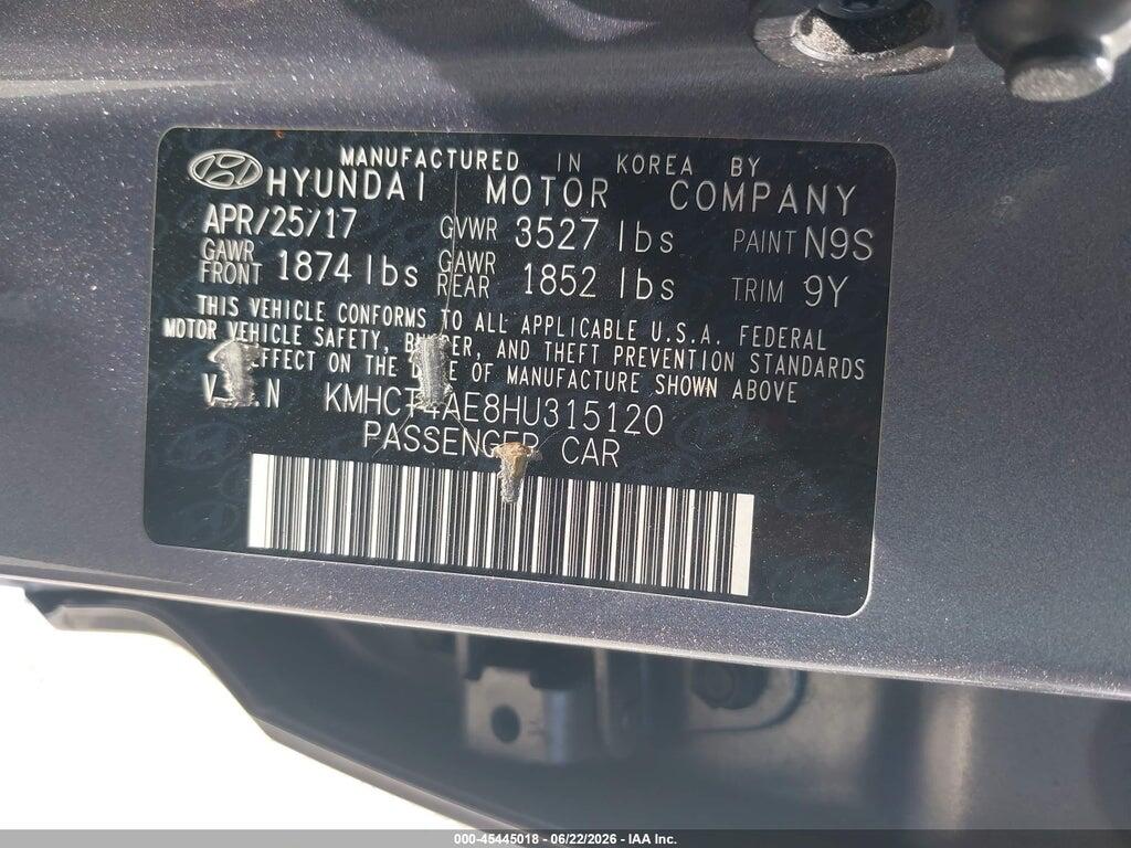 KMHCT4AE8HU315120 2017 HYUNDAI ACCENT photo no. 9