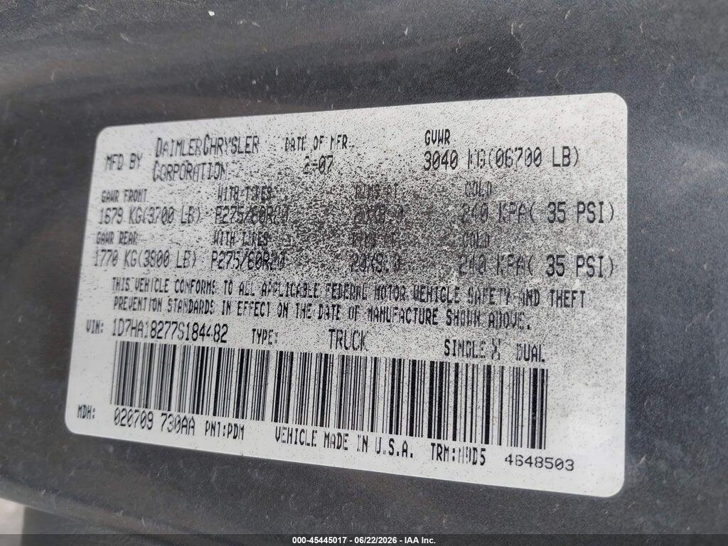 1D7HA18277S184482 2007 DODGE RAM 1500 photo no. 9