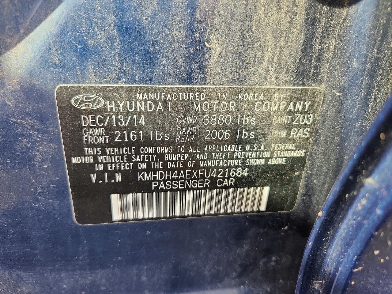 2015 HYUNDAI ELANTRA SE — Фото 12 из 12
