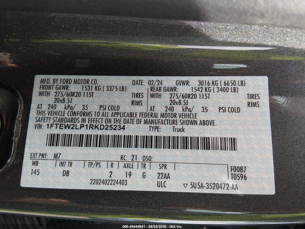1FTEW2LP1RKD25234 2024 FORD F-150 photo no. 9