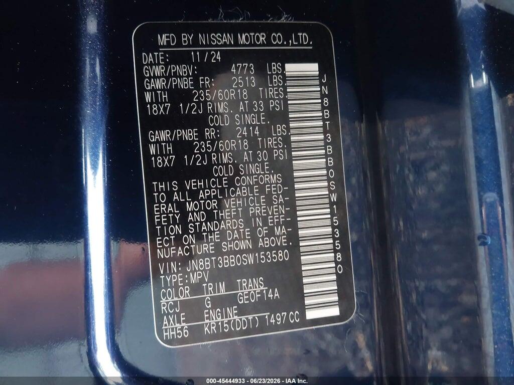 JN8BT3BB0SW153580 2025 NISSAN ROGUE photo no. 9