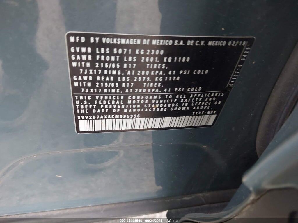 3VV2B7AX8KM095996 2019 VOLKSWAGEN TIGUAN photo no. 9